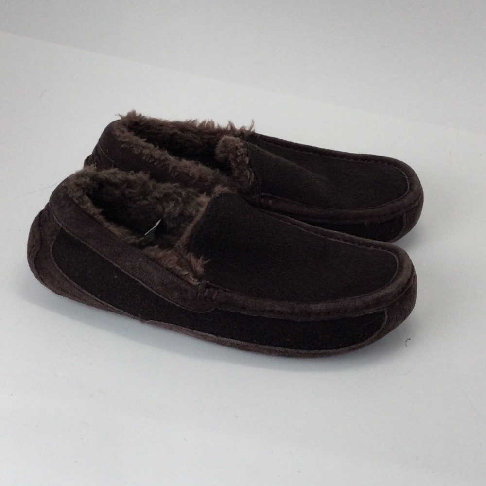 UGG Men's Ascot Sheepskin Slippers Brown Suede Loafers size 7